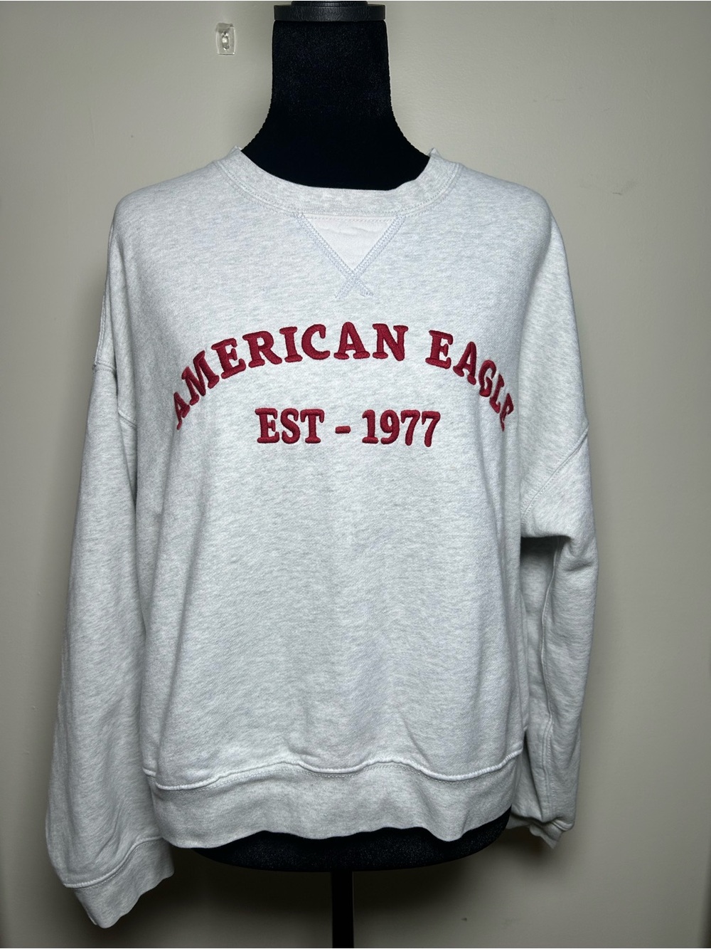 American Eagle Outfitters Women’s Crewneck Sweatshirt - White with Red Logo